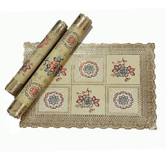3 pc Table Mat Set & Placemat – Coaster - Multi Golden