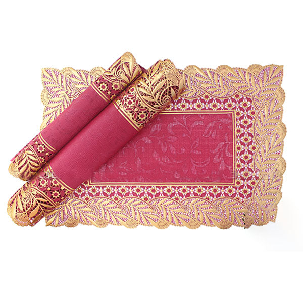 3pcs-Table-Mat-set-Placemats-Dressing-Table-Squarer-Crimson-Color