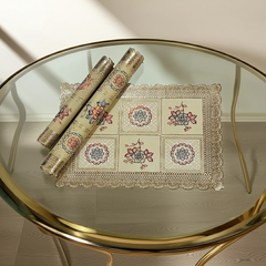 3 pc Coaster Table Mat Set & Placemat – Coaster - Multi Golden