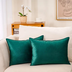 Premium Silk Pillow Cover – Dark Green