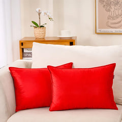Premium Silk Pillow Cover – Red