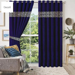 Premium Versace Velvet Curtain Panels - Blue