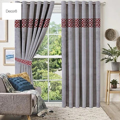 Premium Versace Velvet Curtain Panels - Grey