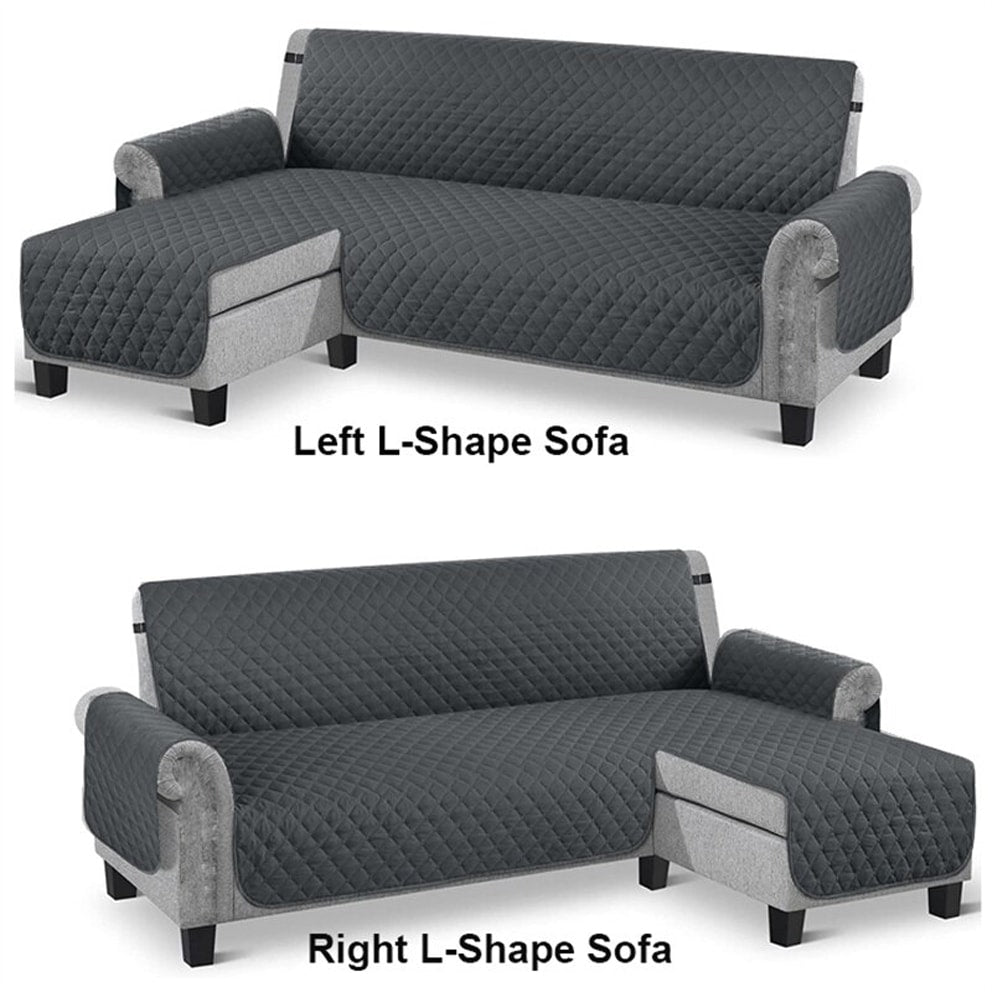 Quilted L-Shape Sofa Cover Grey