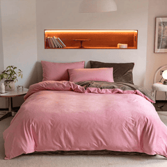 Reversible Duvet Cover - Light Pink Brown