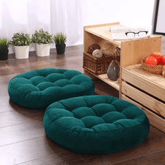 Round-Shape-Velvet-Floor-Cushions-Dark Teal