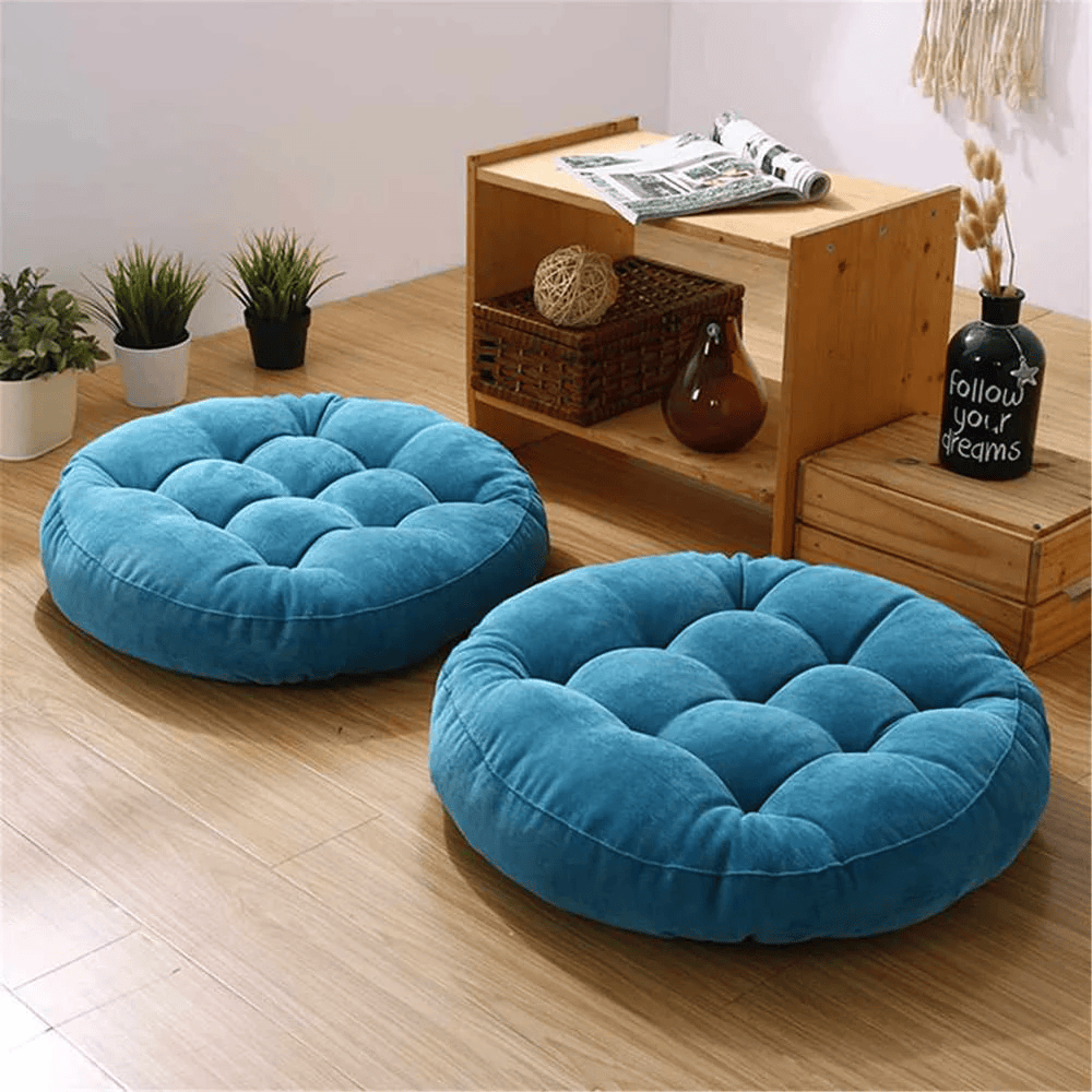 Round-Shape-Velvet-Floor-Cushions-Lake Blue