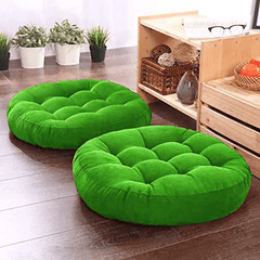 Round-Shape-Velvet-Floor-Cushions-Parrot Green