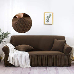 Ruffle Skirt Mesh Fabric Turkish Sofa cover - Brown