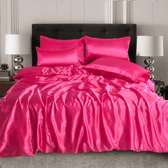 Silk Duvet Cover Set - Bright Pink