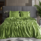 Silk Duvet Cover Set - Olive Green