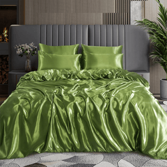 Silk Duvet Cover Set - Olive Green