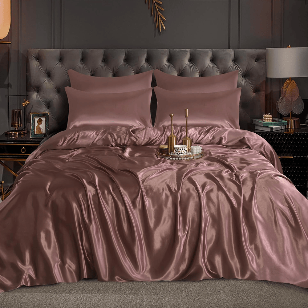 Silk Duvet Cover Set - Rose Gold