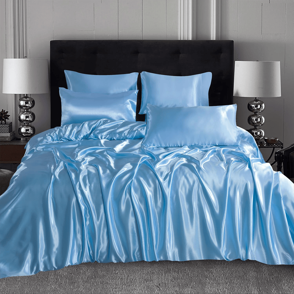 Silk Duvet Cover Set - Sky Blue