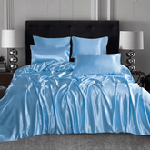 Silk Duvet Cover Set - Sky Blue