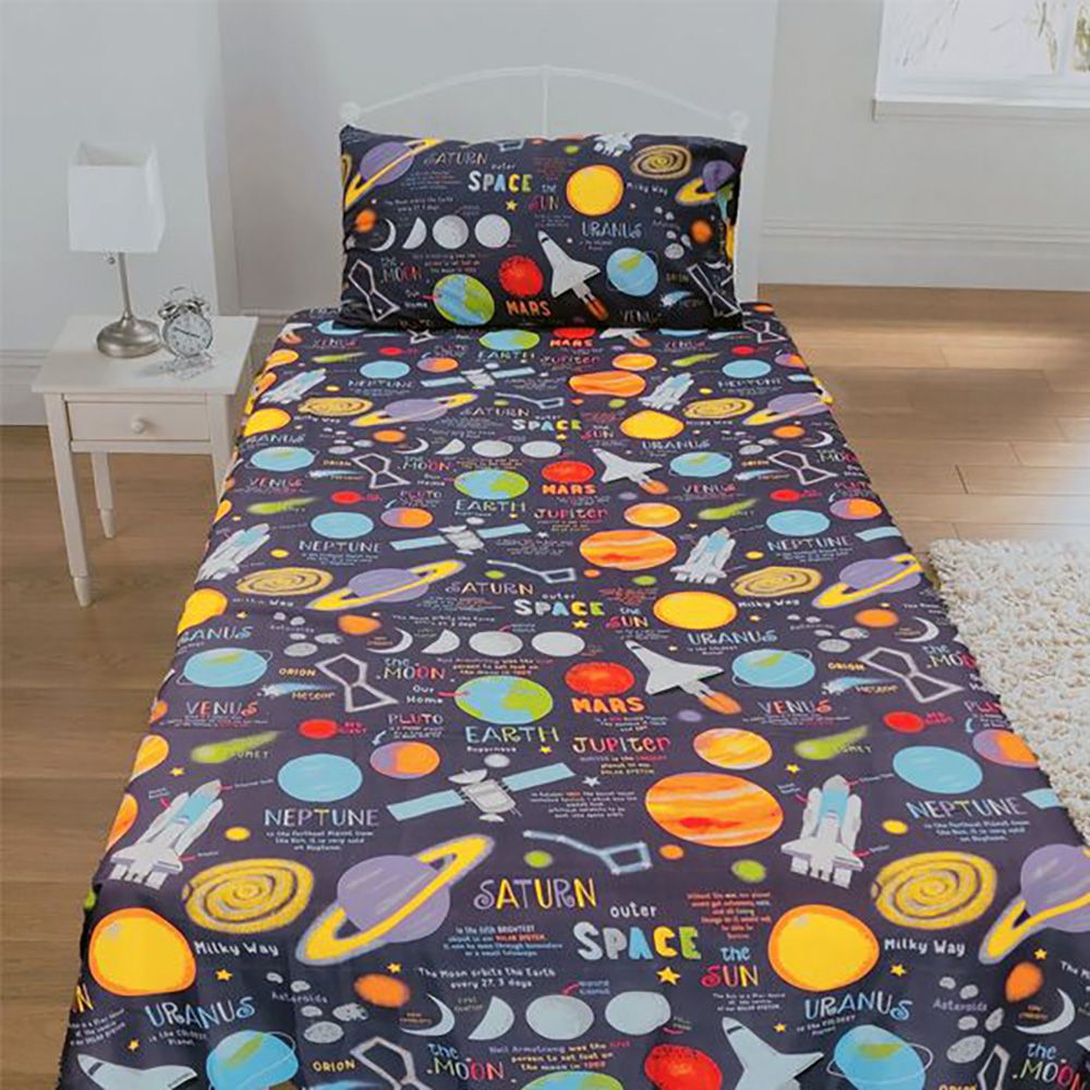 Space Themed Cartoon Bed Sheet