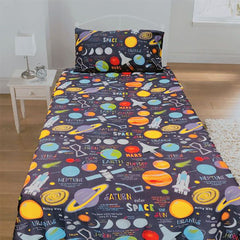 Space Themed Cartoon Bed Sheet