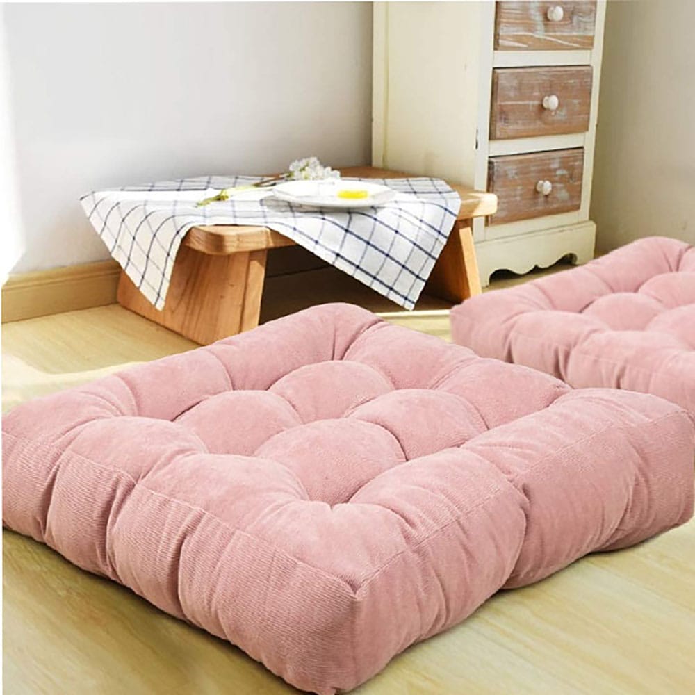 Square Shape Velvet Floor Cushions – Coral