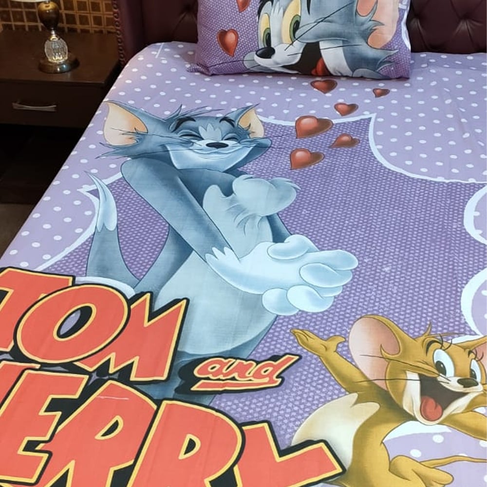 Tom Jerry Cartoon Bed Sheet