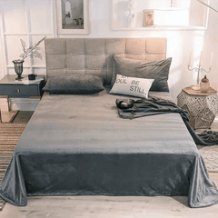 Velvet Bed Sheet - Dark Grey