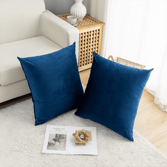 Velvet Cushion Covers for Sofa - Blue Color