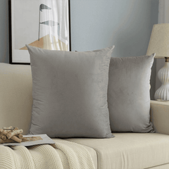 Velvet Cushion Covers for Sofa - Grey