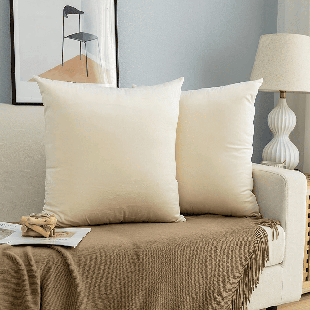 Velvet Cushion Covers for Sofa - Off White