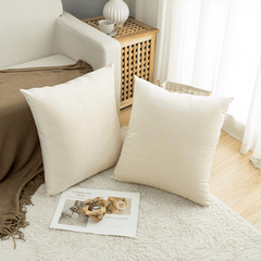 Velvet Cushion Covers for Sofa - Off White Color