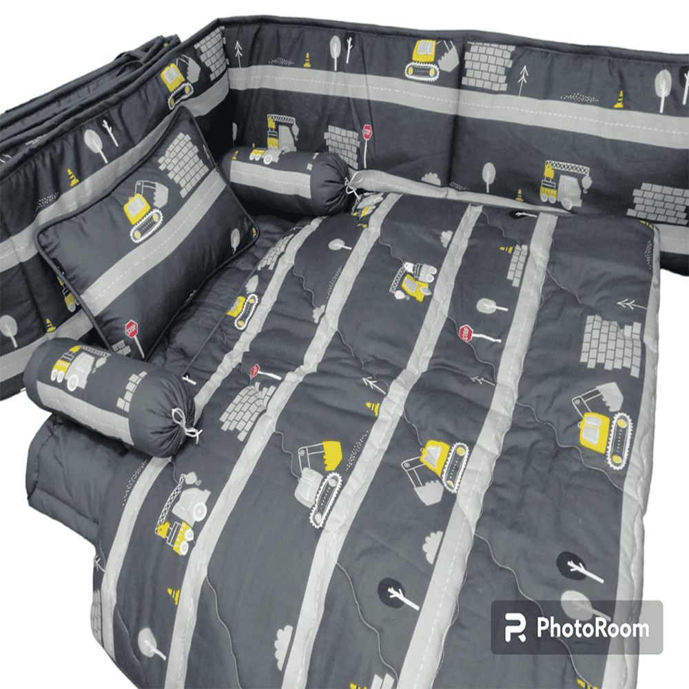 Baby Cot - Bedding Set - Pompous Grey