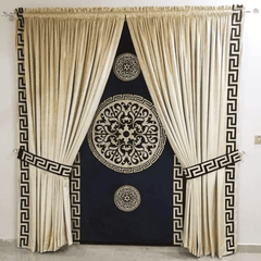 Blind Curtains Velvet Fabric Laser Cut Art – Black