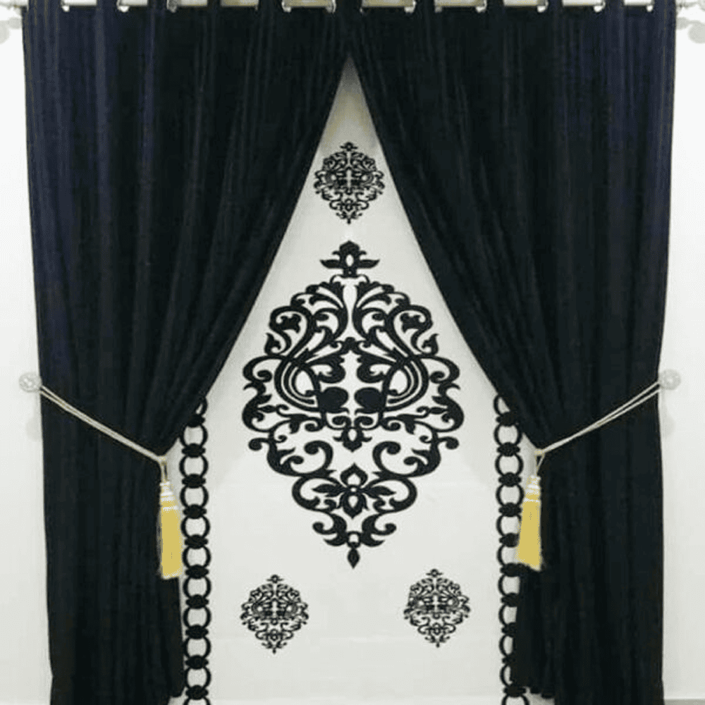 Blind Curtains Velvet Fabric Laser Cut Art – Black & White
