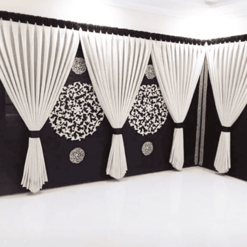 Blind Curtains Velvet Fabric Laser Cut Art – Black Off White