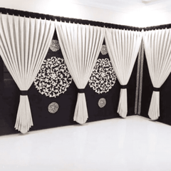 Blind Curtains Velvet Fabric Laser Cut Art – Black Off White