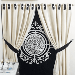 Blind Curtains Velvet Fabric Laser Cut Art – Black & Off White