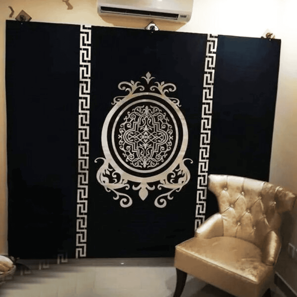 Blind Curtains Velvet Fabric Laser Cut Art – Black Versace