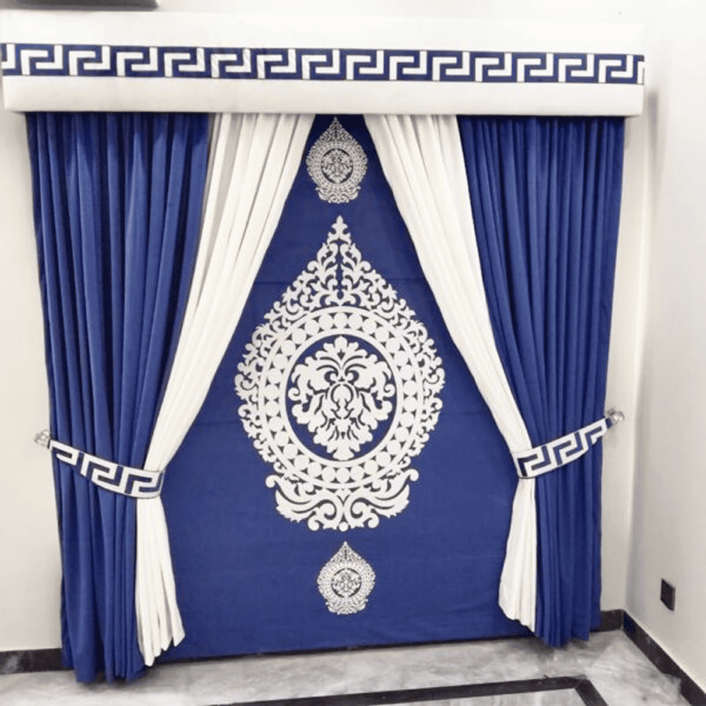 Blind Curtains Velvet Fabric Laser Cut Art – Dark Blue