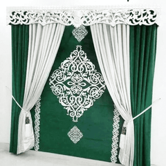 Blind Curtains Velvet Fabric Laser Cut Art – Green
