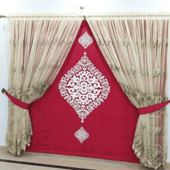 Blind Curtains Velvet Fabric Laser Cut Art – Maroon