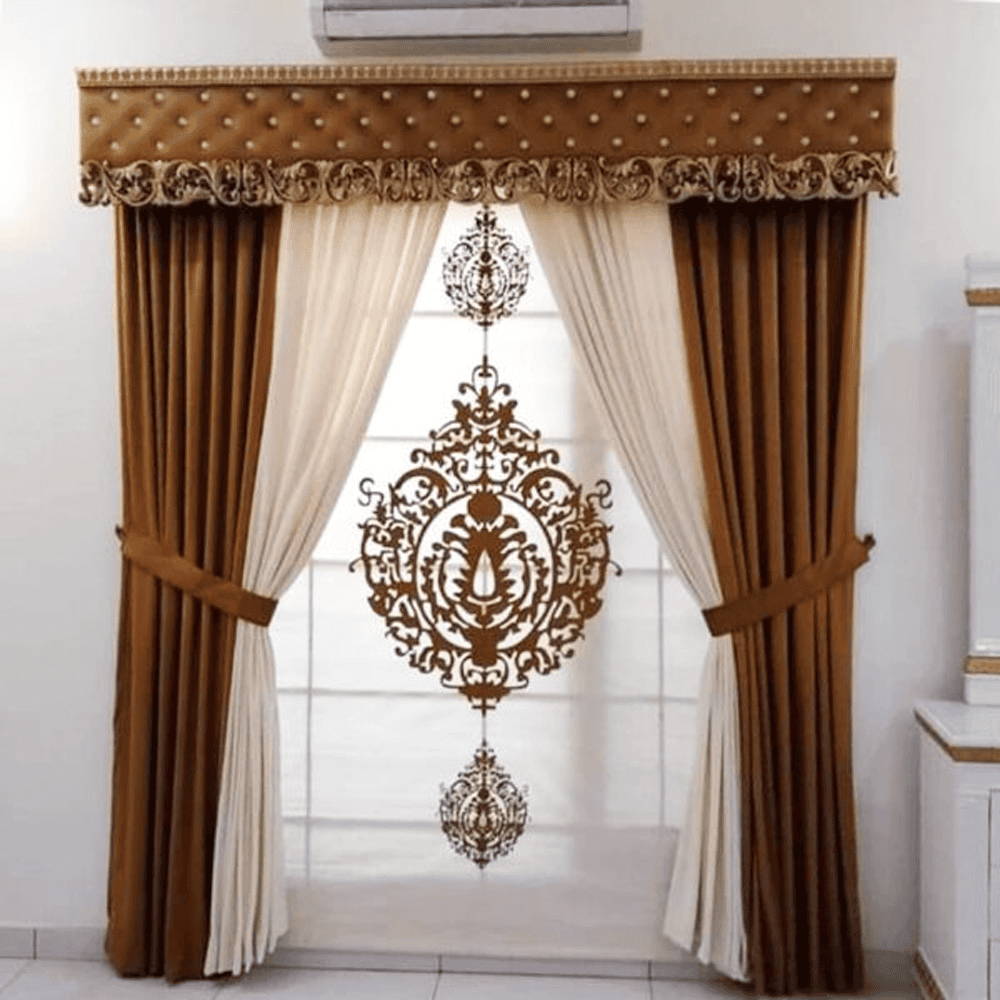 Blind Curtains Velvet Fabric Laser Cut Art – Mustard