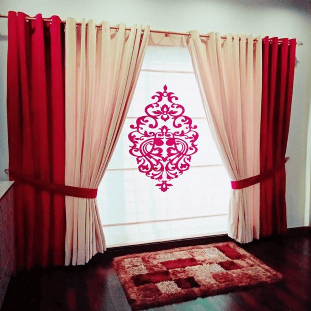 Blind Curtains Velvet Fabric Laser Cut Art – White Red