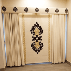 Blind Curtains Velvet Fabric Laser Cut Art – Off White