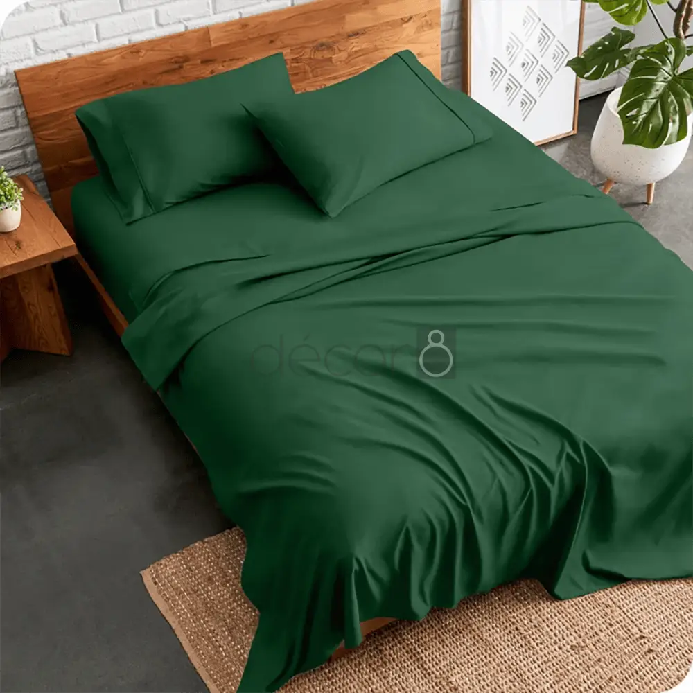 plain bed sheet - green