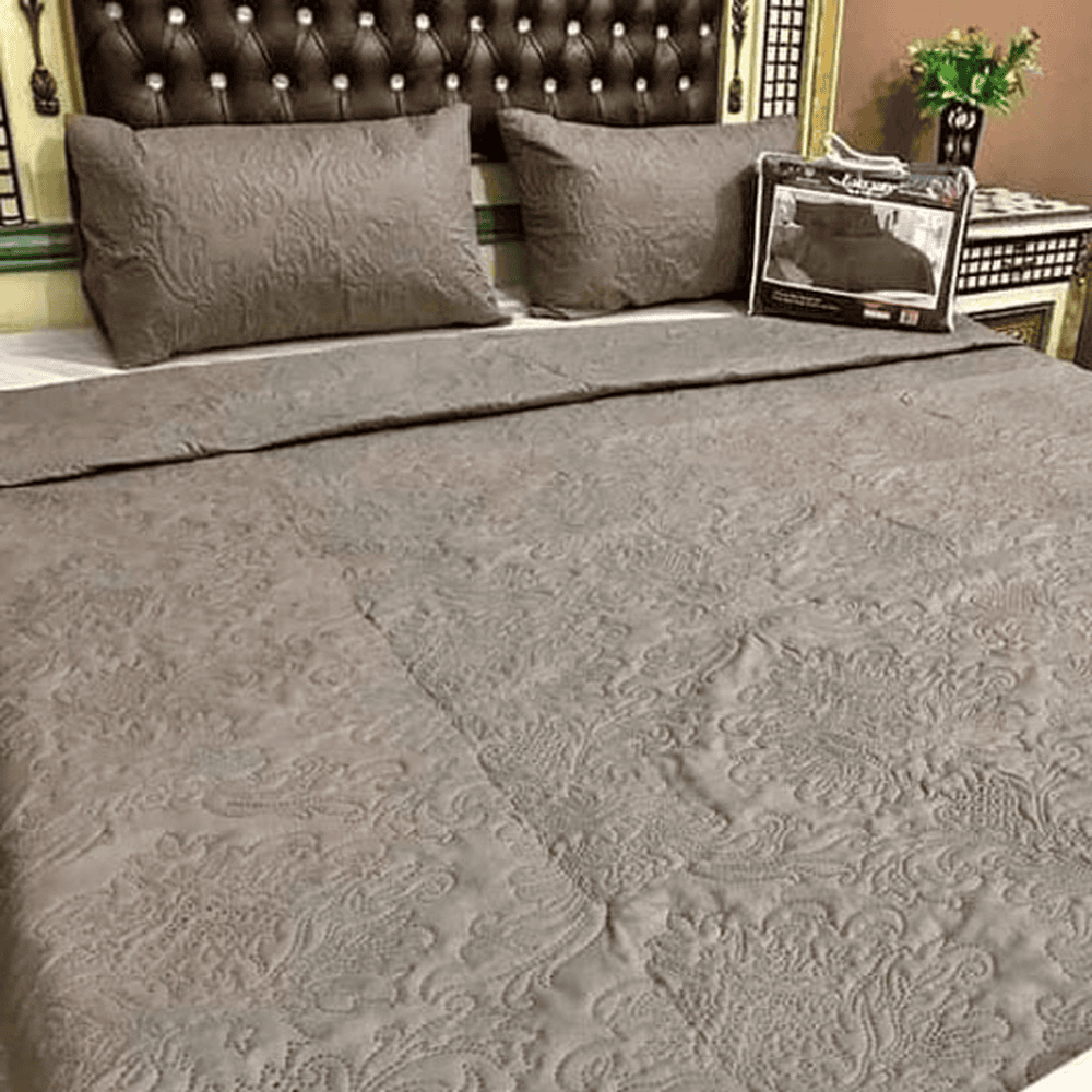 Embossed Fabric Quilted Bedspread – Clay