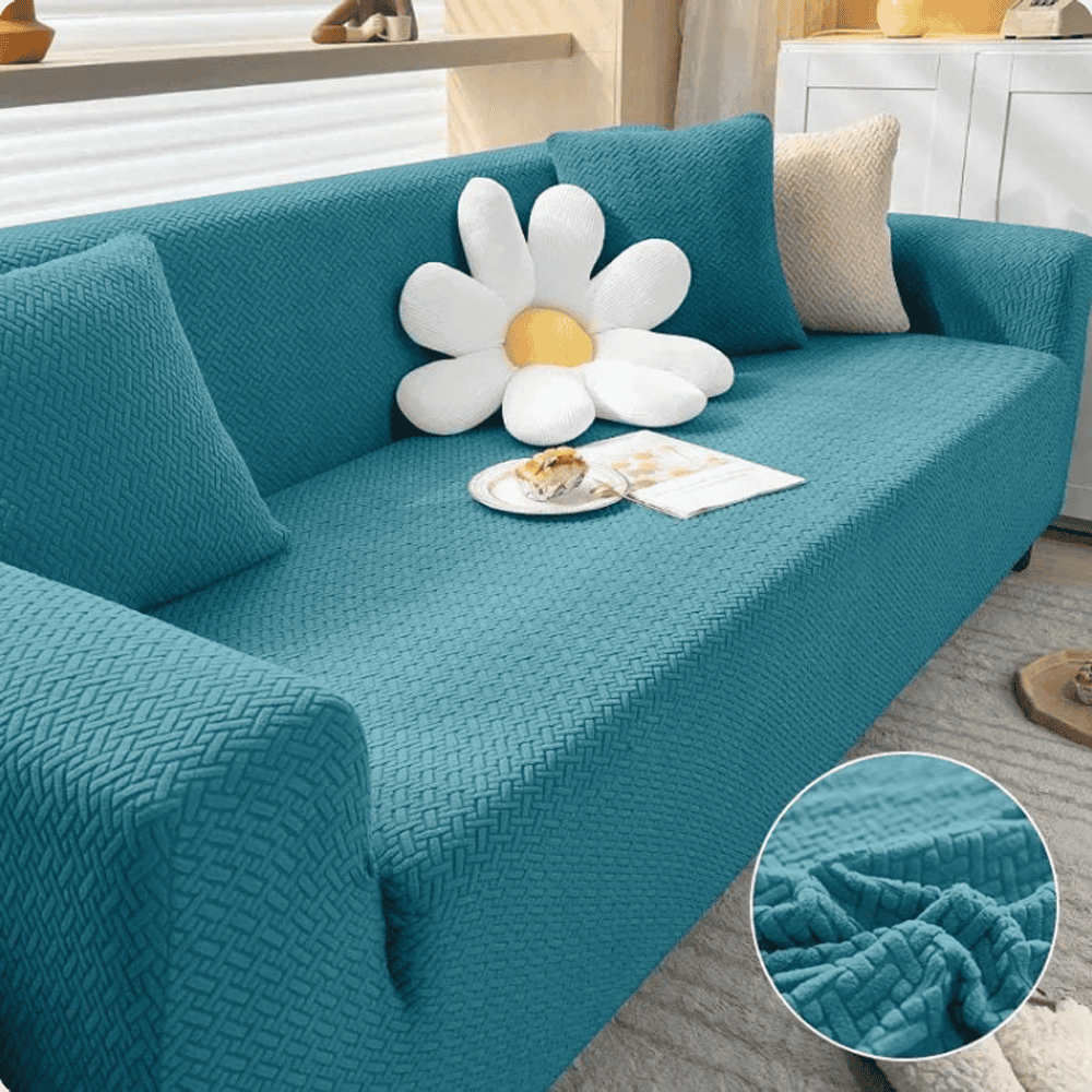 Jacquard Sofa Cover - Aqua