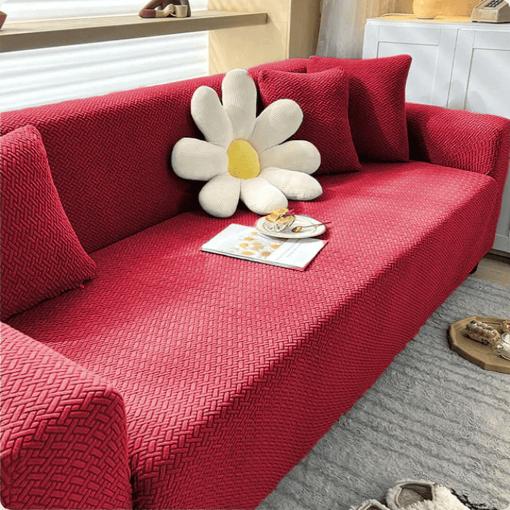 Jacquard Sofa Cover - Red