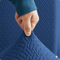 L-Shape Jacquard Sofa Cover - Blue-1