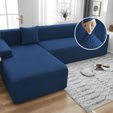 L-Shape Jacquard Sofa Cover - Blue