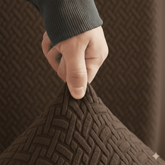 L-Shape Jacquard Sofa Cover - Brown-1