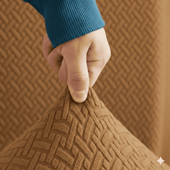 L-Shape Jacquard Sofa Cover - Camel Brown-1