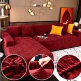 L-Shape Zebra Sofa Cover - Red